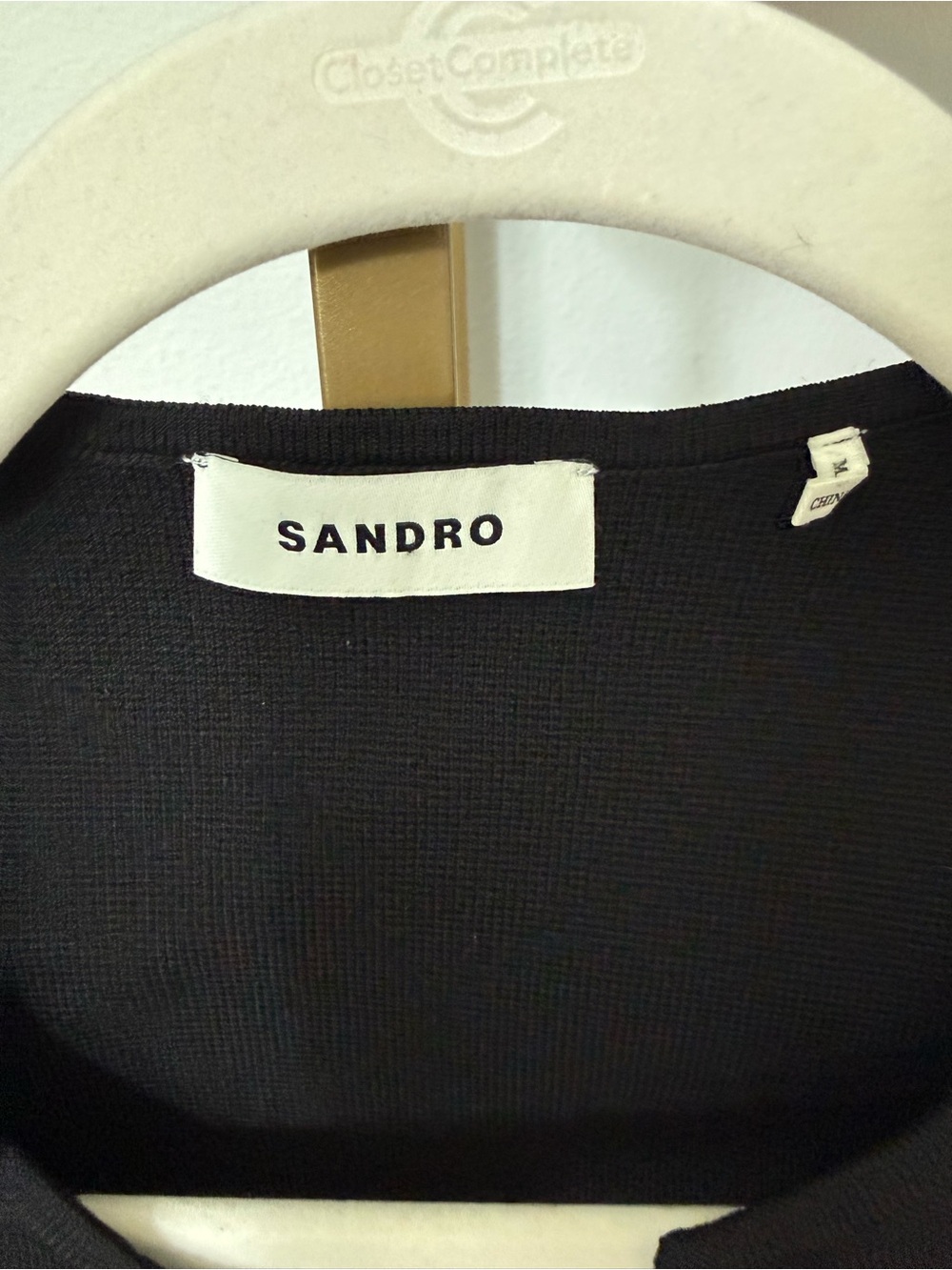 Sandro Black Cropped Jacket with Pearl Trim - Picture 2 of 7